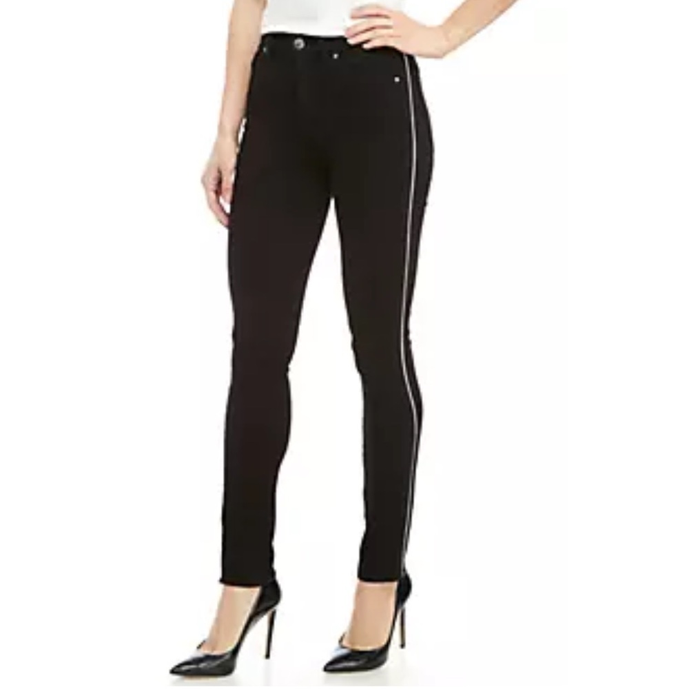 Hudson Black Silver Holly High Waisted Skinny Ankle Jeans